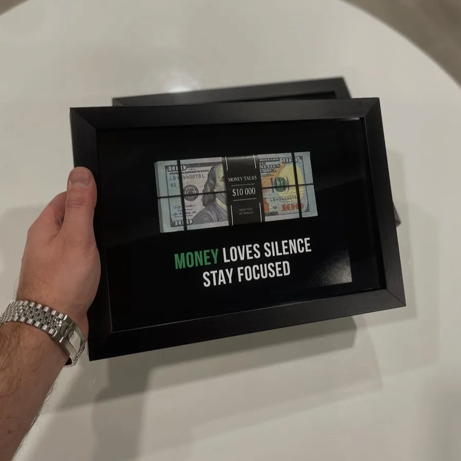 Money Loves Silence Frame — handmade in Tbilisi by Money Talks